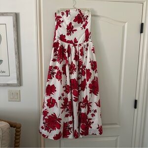 Abercrombie & Fitch White and Red Strapless Dress